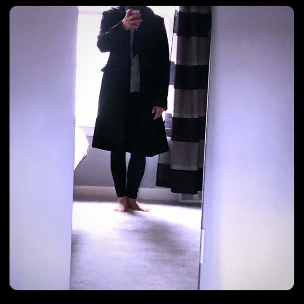 Womens banana republic long black wool coat size small